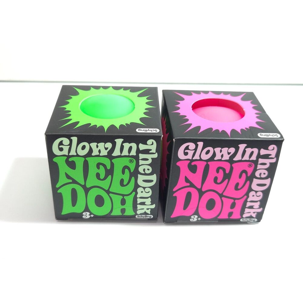 Lot of 2 Schylling Glow In The Dark NeeDoh Stress Toy Squeeze Ball New